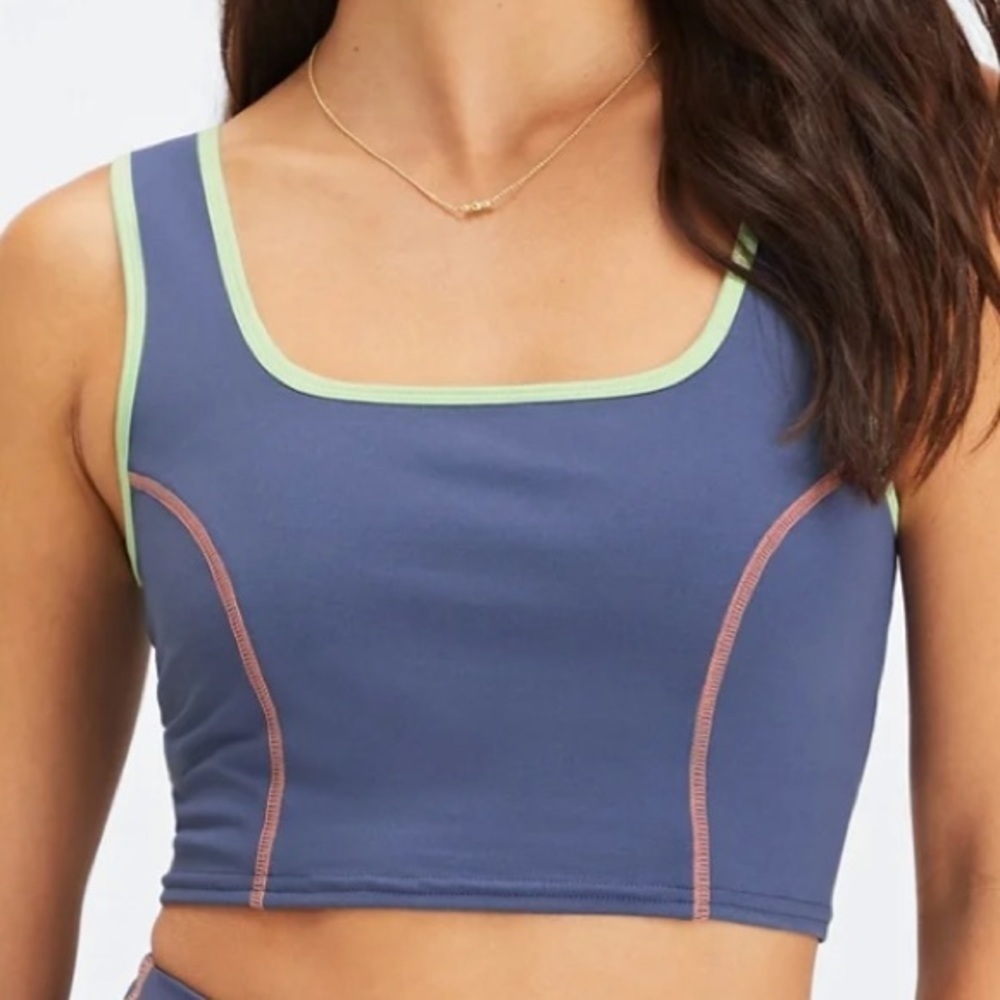 Fabletics Deep Cobalt Multi Catalina Built-In Bra Tank Top Size Small